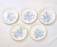 833 未使用 香蘭社 中皿 5枚セット 金彩 花柄 プレート 和食器 有田焼