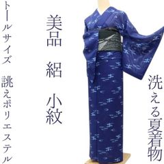 洗える夏小紋【絽】トールサイズ◇身丈168裄69.5◇身巾大きめ◇抽象