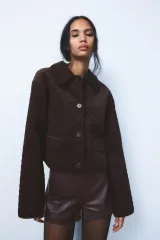 新品 ZARA ザラ キルト キルティング コーデュロイ ジャケット ブラウン