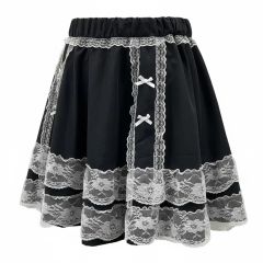 MA*RS】クロス刺繍レースエプロン付きフリルスカパン - ブラック