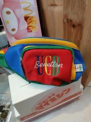 未使用 希少レア90s BENETTON ベネトンウエストポーチ マルチカラー