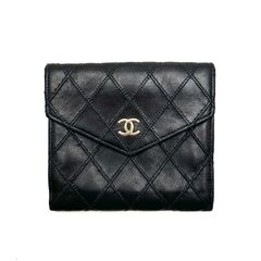 CHANEL ビコローレ ココ Wホック 財布 ラムスキン ダブルステッチ