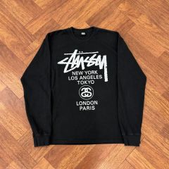 XL STUSSY ステューシー フットボールシャツ ロンT 長袖 黒 新品