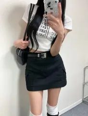 ミユ コットン ポケット ミニスカート ブラック