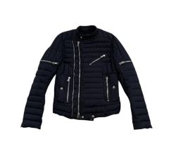バルマン BALMAIN 黒レザーライダースジャケット シェルパ襟付き 
