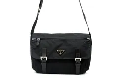 プラダ ショルダーバッグ メッセンジャー 三角ロゴプレート Unisex ダブルバックル テスートナイロン 黒 ブラック PRADA 6298h