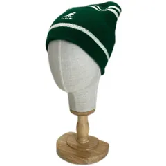 【中古】　KANGOL　ニット帽　ビーニー帽　ワンポイント　ブランドロゴ　刺しゅう　無地　ライン　アクリル　USA製　古着　/1920