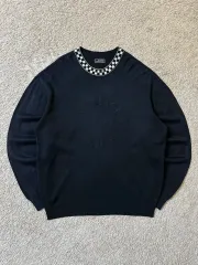 M 90's ヴェルサーチェ ジーンズ クチュール メドゥーサ 刺繍 ロゴ アクリル ニット ブラックのサムネイル