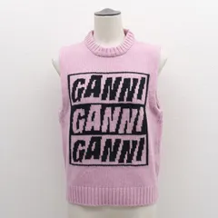 GANNI / ガニー ◆ニットベスト/ロゴ/ピンク/サイズS 【レディース/ガールズ/LADY/女性/婦人】 レディースファッション【中古】 のサムネイル