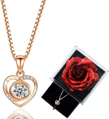 Laluna ネックレス レディース 45cmチェーン アクセサリー シルバー925 オープンハート型 ワインレッド薔薇 (ワインレッドバラ)