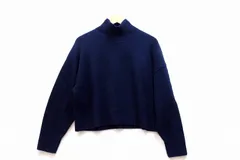 【223157】theory セオリー  ウール カシミヤ クロップドニット ハイネック セーター  S 3301713 ネイビー