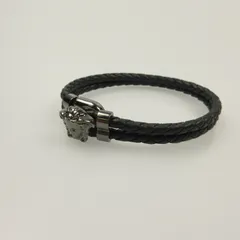 【姫路東店】 中古 VERSACE | ヴェルサーチ ブレスレット ラ メドゥーサ レザー ブレスレット DG05579 ブラック 【135】のサムネイル