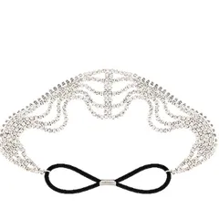ラインストーン ヘアアクセサリー セット, キラキラ ヘアバンド, イヤリング, パーティー・結婚式・ダンス用, シルバー (ヘアバンド) [ヘアバンド]
