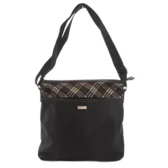 バーバリーブラックレーベル BURBERRY BLACK LABEL ショルダーバッグ 斜め掛け 肩掛け ノバチェック ロゴプレート ナイロン 黒 ブラック /FF