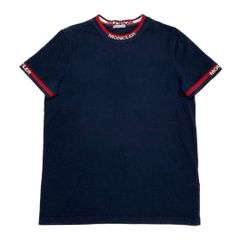 MONCLER ロゴリブ Tシャツ ネイビー - メルカリ