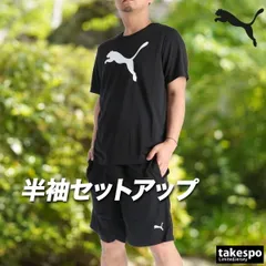 プーマ Tシャツ ハーフパンツ 上下 セットアップ メンズ ブランド PUMA 半袖 ビッグロゴ 吸汗 速乾 吸水 ドライ 黒 687563 新作 上下セット 大きいサイズ 有 プラクティスシャツ プラシャツ スポーツウェア トレーニングウェア