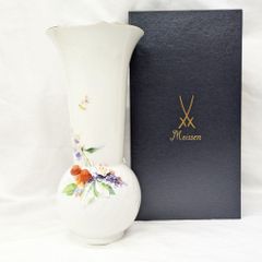 未使用 Meissen/マイセン 波の戯れ チェリー 高さ：30cm 磁器 花瓶