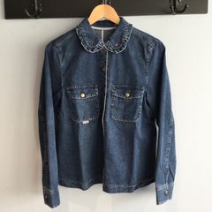✨タグ付き✨マドモアゼルノンノン　デニム　ジャケット　ロゴ刺繍　総柄　ロゴボタン ✨タグ付き✨マドモアゼルノンノン デニム ジャケット ロゴ刺繍 総柄