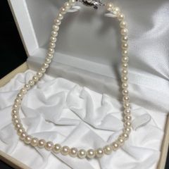 池蝶真珠 淡水真珠 3-3.5mm パールネックレス 41-46mm - メルカリ