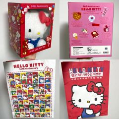 限定品入り】ハローキティ 50周年記念 缶バッジBOX ぬいぐるみ