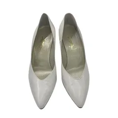 186005 現状品 YVES SAINT LAURENT イヴ・サンローラン パンプス 23.5cm ホワイト レディース