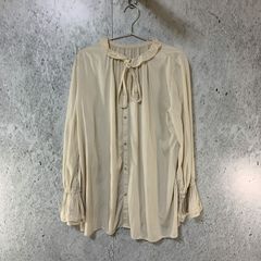 ZARA ハイネックサテンブラウス XL アイボリー フリル袖 - メルカリ