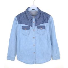 新品 ワコールカルソン UVカット デニムシャツ ストライプ 長袖シャツ 