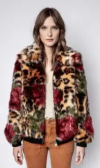 22FW ZADIG&VOLTAIRE ザディグ・エ・ヴォルテール fanny ヒョウ柄 レオパード フェイクファー ジップアップ ジャケット ほとんどのサムネイル