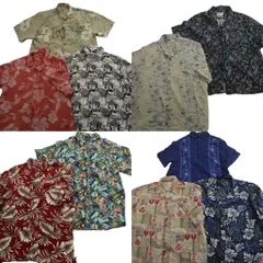 古着卸 まとめ売り 素材MIX アロハシャツ 10枚セット ( メンズ 2XL ) オープンカラー ハイビスカス ピクチャーモチーフ 中古 古着 NE6829
