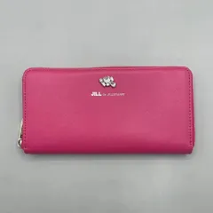 新品未使用　訳あり　JILLbyJILLSTUART ジルバイジルスチュアート　長財布　ラウンドファスナー　ビジュー　ロゴ　レザー　濃いピンクのサムネイル