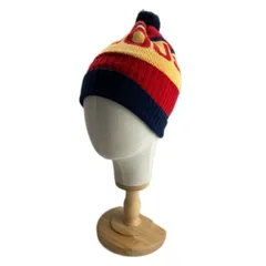 【中古】　MIKI HOUSE　ニット帽　ビーニー　帽子　ブランドロゴ　ボンボン　日本製　古着　/1920