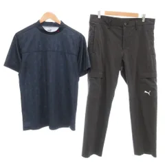 プーマ PUMA セットアップ ゴルフウェア Tシャツ L パンツ XL 半袖 ロゴ 紺 ネイビー 黒 ブラック /AE