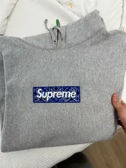 Supreme バンダナ ボックスロゴ フーデッド スウェットシャツ ヘザー グレー - 19FWのサムネイル