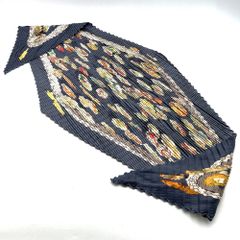 未使用 エルメス HERMES アトランティス大陸 カレプリセ プリーツ 紺