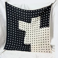 468 GIVENCHY ジバンシー ドット柄 大判スカーフ 75×75 モノトーン ヴィンテージ