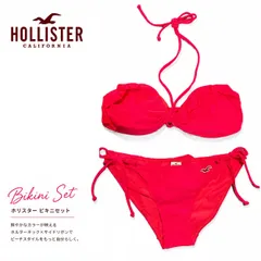 HOLLISTER ホリスター ビキニ レディース バンドゥビキニ ネオンピンク 水着 セパレート ホルターネック サイドリボン パッド付き ロゴ刺繍 S M 海 ビーチ プール 海外ブランドのサムネイル