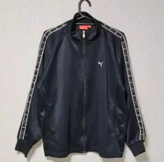 ☆美品☆PUMA プーマジャージ Shiny 黒✕黒 上下セットアップ XO