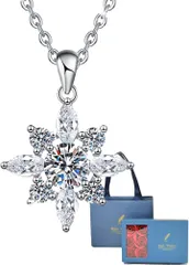 Angel's Closet レディース ネックレス ジュエリー 1.0ct モアッサナイト 1カラット ペンダント シルバー925 5層プラチナコーティング お祝い 誕生日 記念日 (Colorgrade：D(スノーフレーク型),  1.0ct)