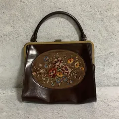 an another angelus	アンアナザーアンジェラス ニードル ポイント風 刺繍 がま口 バッグ ブラウン 〇□☆のサムネイル
