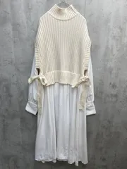 ROSE BUD ローズバッド ニットベスト付きワンピース ドッキングワンピース sizeF/白 ■◇ レディース