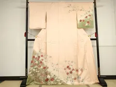 MO-00758 訪問着　草花文　暈し染め　金彩　正絹　逸品
