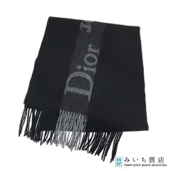 Christian Dior ディオール マフラー ロゴ ライン ブラック 黒 メリノウール/カシミヤ 服飾小物 H23350のサムネイル
