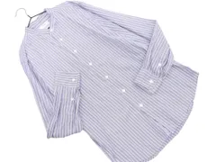 UNIVERSAL LANGUAGE ユニバーサルランゲージ ストライプ バンドカラー ブラウス シャツ sizeS/白ｘ青 ■◇ レディースのサムネイル