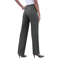 ロアマンズ レディース ボトムス カジュアルパンツ ストレート プラスサイズ プチ Roamans Womens Plusize Petite Classic Bend Over Pant Woven PullOn Straight Leg Pant Dark