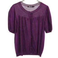 DKNY DONNA KARAN NEW YORK ダナキャランニューヨーク 半袖 ニットカーディガン S パープル レディース 古着のサムネイル