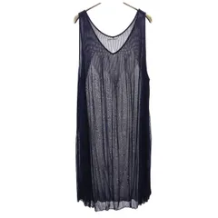 ISSEY MIYAKE イッセイミヤケ 日本製 ノースリーブ シアー ワンピース 2 ネイビー レディース 古着のサムネイル