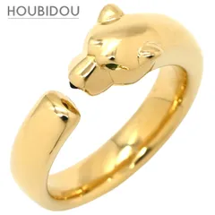 カルティエ Cartier リング 指輪 パンテール ドゥ カルティエ SM イエローゴールド #51(JP11) 18K 750 YG オニキス ツァボライト  10.5号 B4230100【中古】