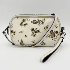 【5/9 22:00販売終了予定】COACH（コーチ）サディ クロスボディ クラッチ ショルダーバッグ プレーリー フローラルプリント ホワイト系 レザー レディース 斜め掛け可【中古】