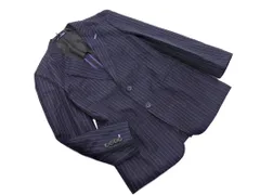 LANVIN ランバン リネン混 ストライプ テーラード ジャケット size46/紺 ■◇ メンズ