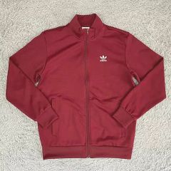 adidas》 トラックジャケット ワインレッド L トレフォイルロゴ 無地 